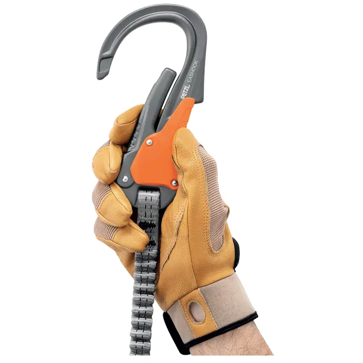 Via ferrata carabiner with rear unlocking system