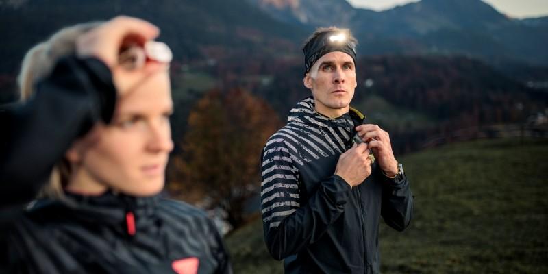 winter trail running with head torch